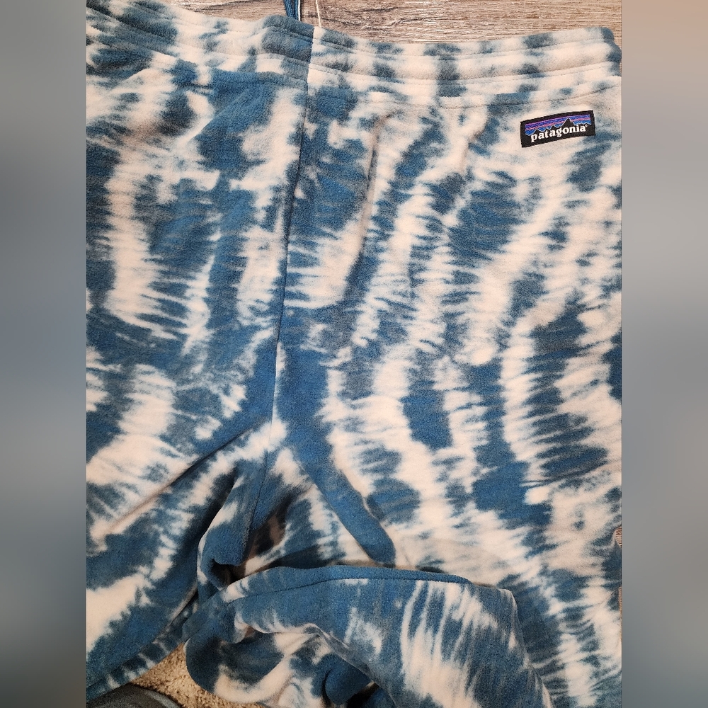 New Nwt Women Patagonia Fleece Tie Die Pants Large L Synchilla - Picture 2 of 3